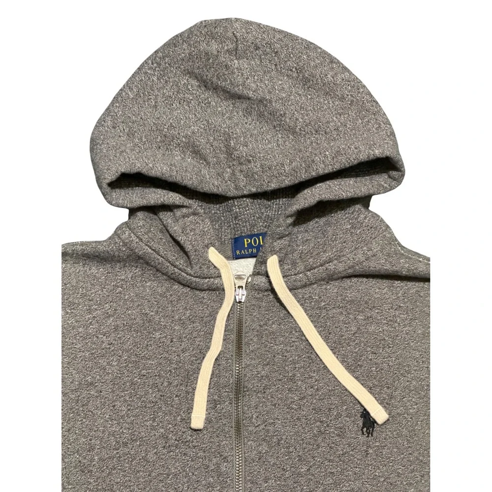 Polo Ralph‎ Lauren Mens Full Zip Hoodie Heather Grey Fleece Sweatshirt Large